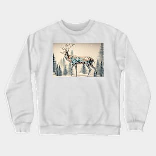 Geometric Winter Deer - Christmas, Hanukka, Happy New Years Crewneck Sweatshirt